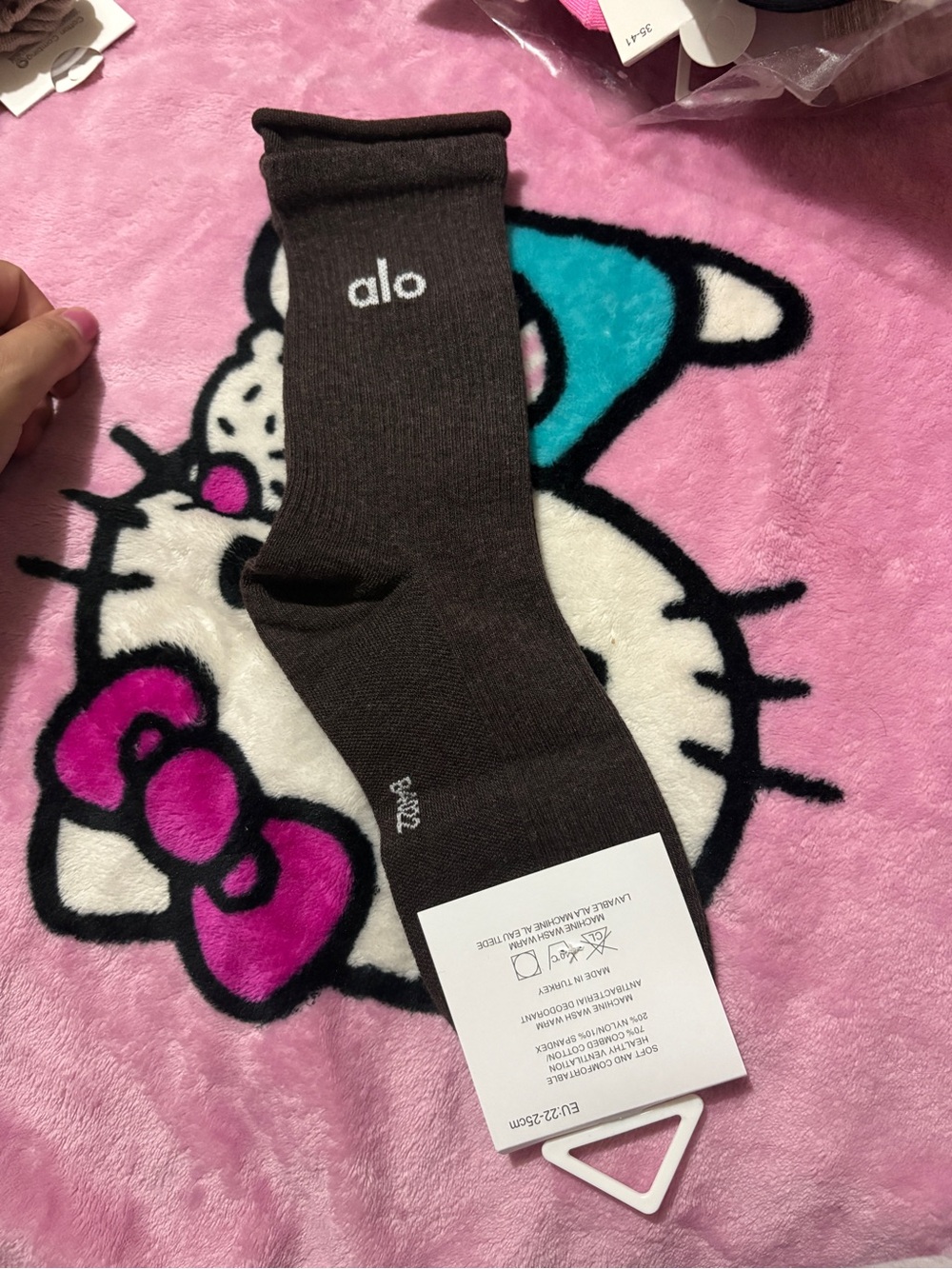 ALO Yoga Brown Crew Socks with White Logo